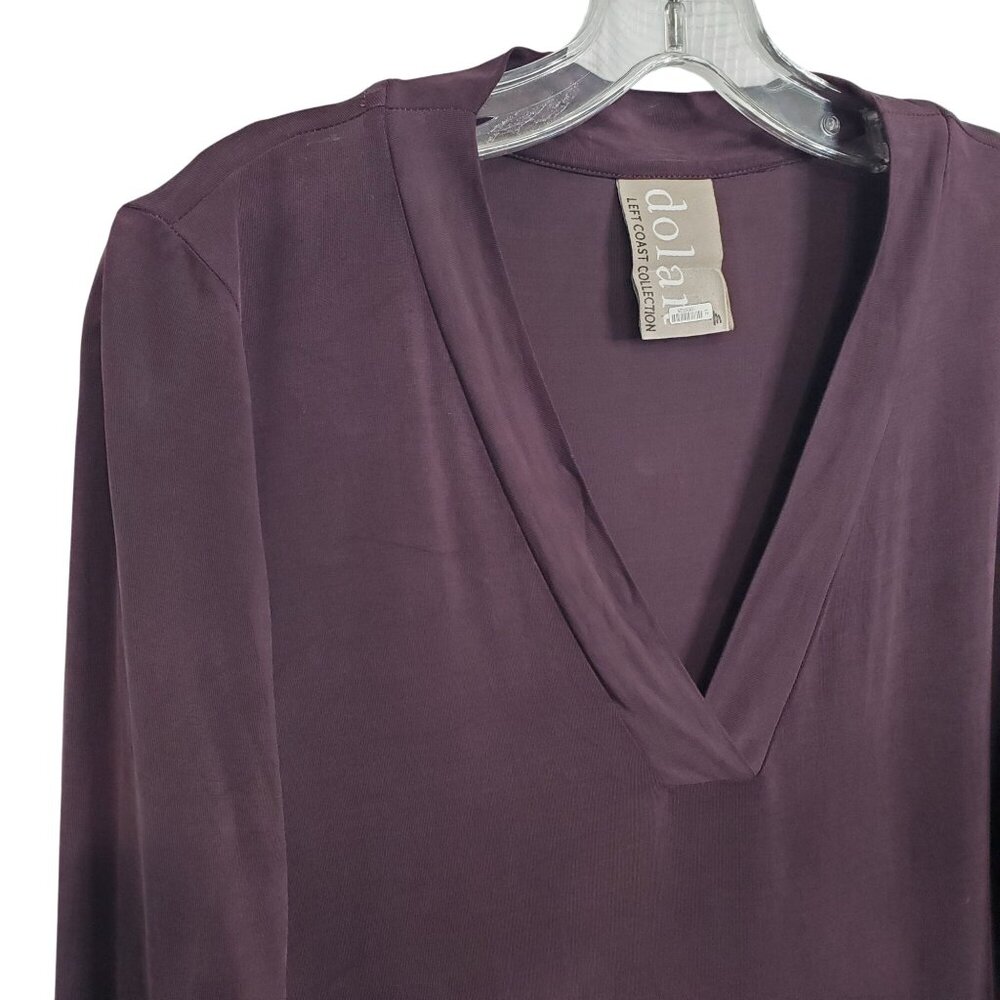 Dolan Left Coast Size M Dress Long Sleeve Silky Swing V Neck Relaxed Fit Pockets - Picture 8 of 11